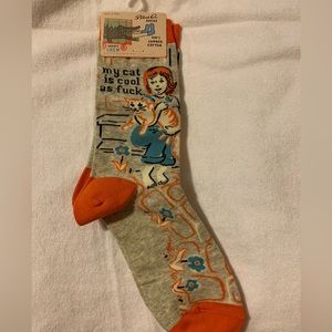 Blue Q Cotton Crew Socks - Size 5,6,7,8,9,10 5-10, Orange Grey